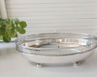 Silver Bread Basket / Bread Bowl / Vintage Bread Basket / Silver Wire Basket / Silver Fruit Basket / Oval Bread Basket / Fruit Bowl