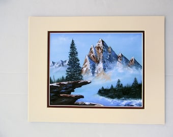 Mountain View Oil Painting Print 14 x 11 Double Matted Ready for Framing FI0225