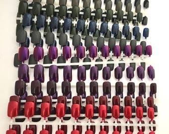 Gothic | Assortment of 10 Sets of Press On Nails | Short Fake Nails | Plain Color Nails | Black Nails | Vampire Goth Nails | Acrylic Nails