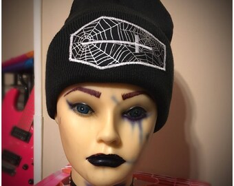Black Spyder coffin beanie