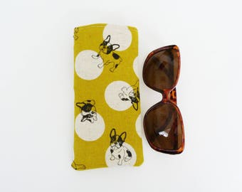Glasses case, Boston Terrier fabric, French Bulldog fabric, novelty case