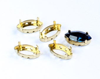 15х7 mm Gold sew-on settings for Swarovski Navette Fancy Stones