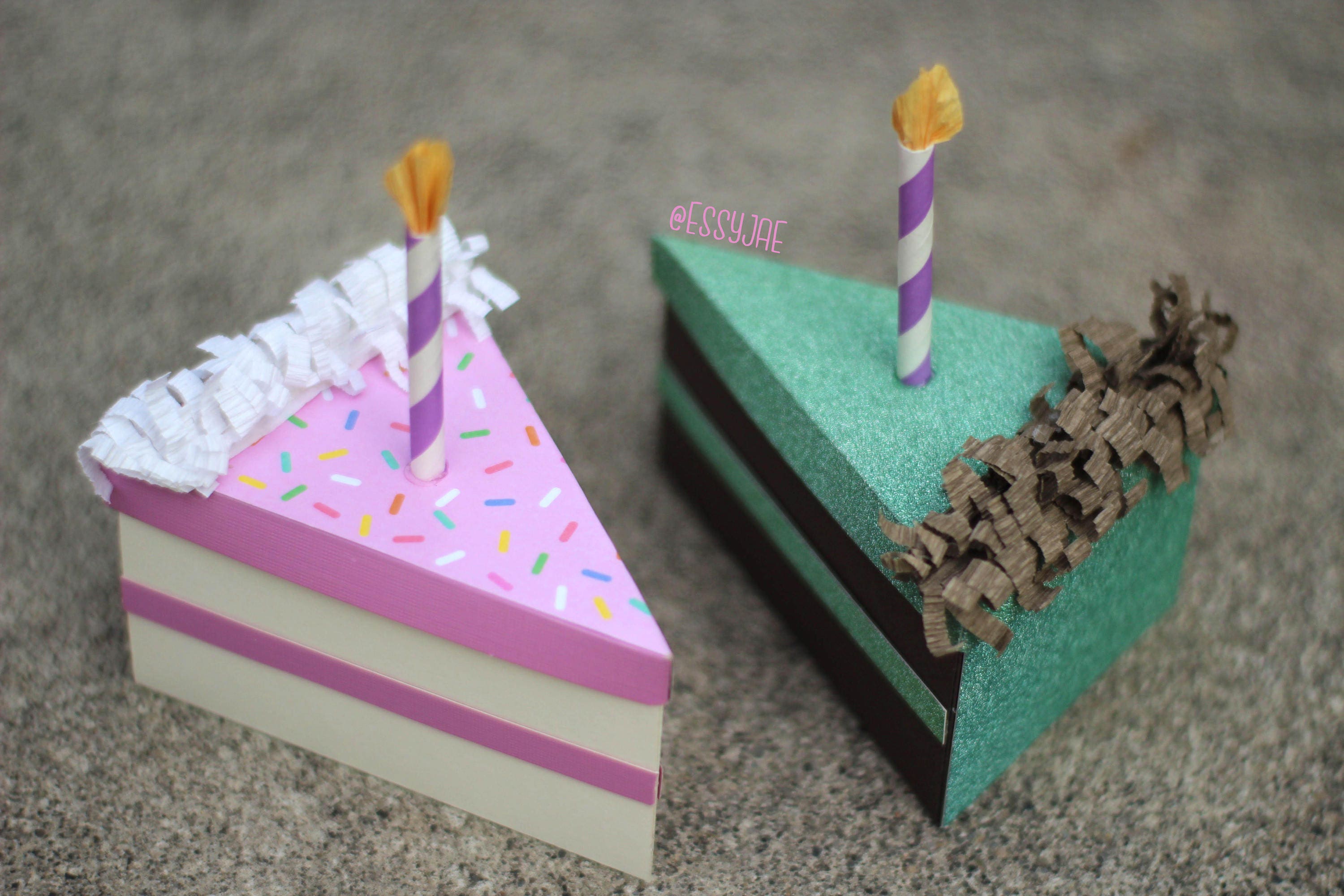 Download SVG File: 3D Birthday Cake Slice Treat Box / Gift Box