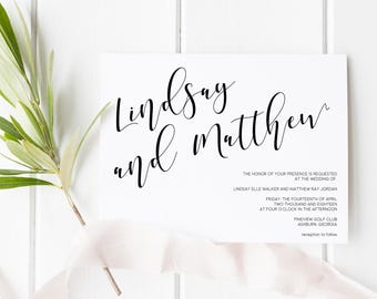 Wedding Invitations, Printable Wedding Invitation Set, Modern Wedding Invitations, Printable Invitations, Minimalist, Wedding Suite