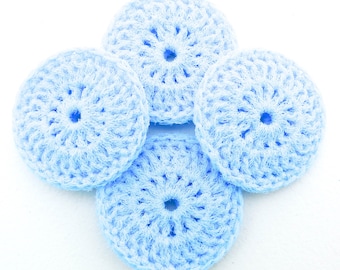 Nylon Dish Scrubbies - Set of 2 through 8 - Crochet Powder Blue Pot Scrubber
