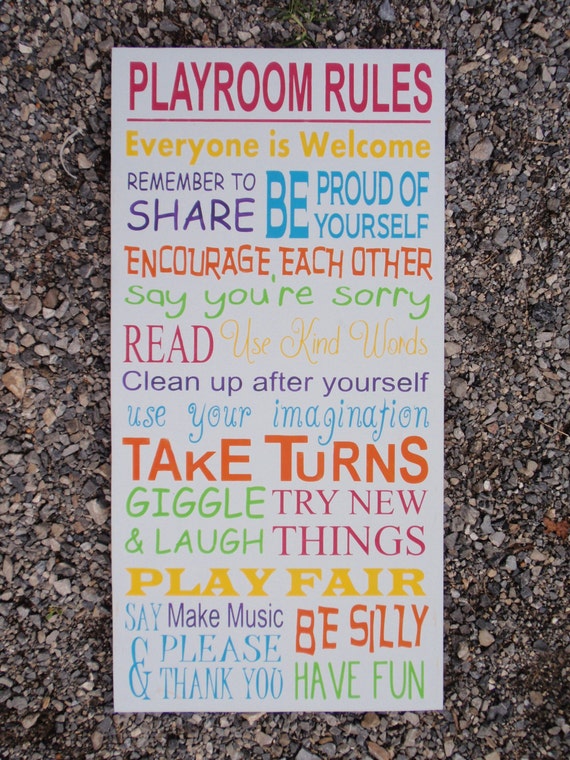 Items similar to Large Playroom Rules Sign 16"x32" on Etsy