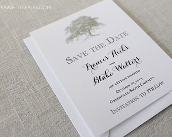Printed Oak Tree Save the Dates, Oak Save the Dates, Oak Trees Save the Date, Outdoor Wedding, Angel Oak Tree, Southern Wedding