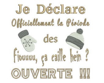 Embroidery design machine winter glove hat with humorous text instant download