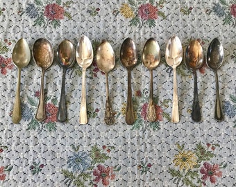 Vintage Silverware Vintage Flatware Mismatched Flatware Old Spoons Antique Spoons Old Silverware Lot of Silverware Silver Plate Flatware Lot