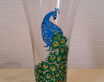 Painted glass: Blue Peacock