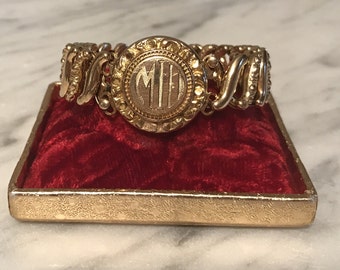 SALE!! Vintage Sweetheart Expansion Bracelet – Monogrammed “MID” – Gold Filled – Signed Carmen - The D.F.B Co – Original Box
