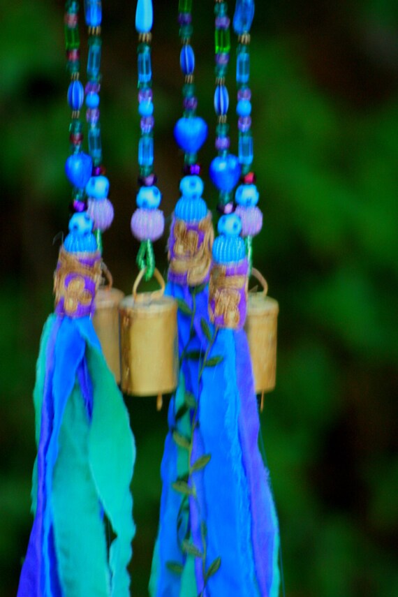 Turquoise and purple Windchimes-unique windchimes-aqua