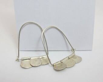 Hammered sterling silver hoop earrings, oriental