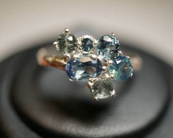 Stunning Montana Sapphire Cluster Ring