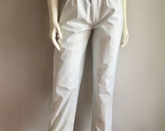 Vintage Women's 80's Palmettos, Striped, Pants, High Waisted, Tapered Leg (M)