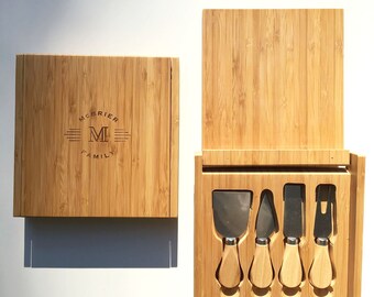 Custom Laser Etched Cheese Board Set