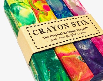 Birthday Kids Crayons - Crayon Stix - Rainbow Crayon Stix - Set of 4 Recycled Crayons - Easter Basket Crayon Gift - Rainbow Crayon Toy Gift