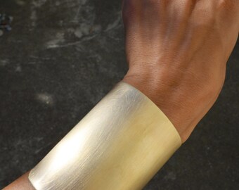 Brass Bangle Gold Wide Cuff Warrior Bracelet, Bohemian Arm Jewelry Handmade