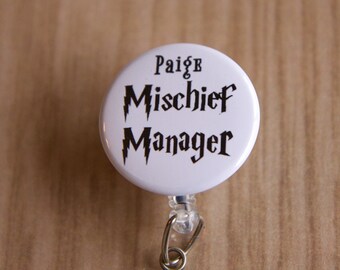 Mischief Manager Badge Reel-ID Badge Holder-Letter Never Came-Retractable Name Badge Reel-Harry Potter Inspired