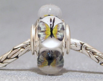 Butterfly Bead Limited Edition Handmade Lampwork Euro Charm Pastel Butterflies