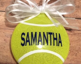 Personalized Tennis Ball Glitter Christmas Ornament Tennis Player/Tennis Team/Tennis
