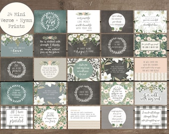 24 Verse + Hymn Mini Prints, Scripture Cards, Hymn Prints, Farmhouse Style