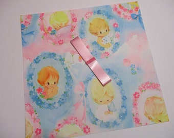 Vintage Gift Wrap-Wrapping Paper-Baby-Children-Shower-Pastels-Retro-Mid Century-Full Sheet-Wrapping Paper
