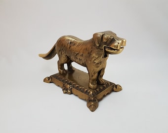 Antique mechanical solid brass table nutcracker | Saint Bernard | Large | Heavy #189A676X10