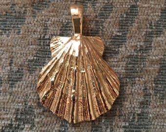 Lovely Gold Metal Scallop Pendant by Gay Boyer