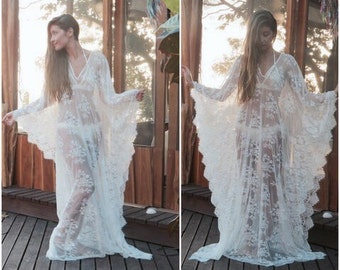 Kaftan Dress, Beach Dress, Wedding Lingerie, honeymoon dress, lace Tunic, bridal lingerie, maxi dress, Beach cover ups, beach kaftan