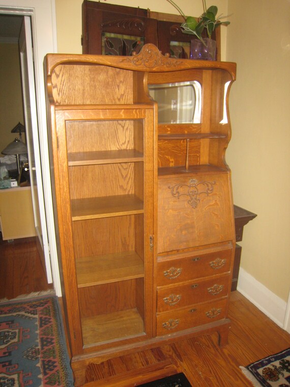 Items Similar To Antique Oak Secretary Desk Bookcase Circa 1900 On Etsy - Items Similar To Antique Oak Secretary Desk Bookcase Circa 1900 On Etsy