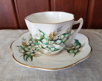 Vintage Lilly of the Valley, Bone China, Tea Cup and Saucer, England