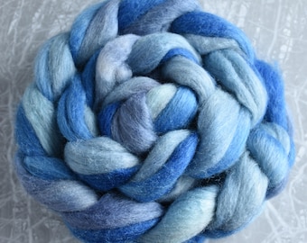 Icicle - Haunui Med NZ Halfbred/Tussah Silk, Haunui NZ Halfbred Fine and Medium, or Merino Roving (tops)