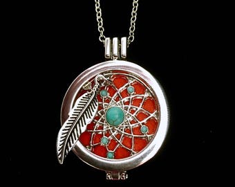 Aromatherapy Locket, Essential Oils Necklace, Diffuser Locket, Perfume Necklace, Dream Catcher Necklace
