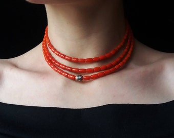Coral Jewelry Red Coral Necklace Small Coral Beads Necklace From Coral Antiques Jewelry Beaded Necklace Gift for Mom Red Coral Jewelry 37