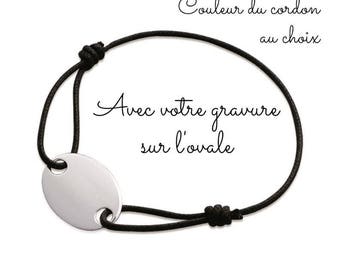 Cord bracelet oval Silver 925/000 with or without engraving