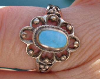 Turquoise and Sterling Silver Ring Size 7.25