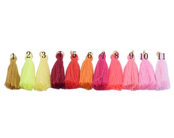 50pcs Silky Handmade Tiny(1.4'') Soft Tassels, Mini Tassels, Spring Colors, Colorful Tassels, Earring Tassels-33 different colors avail.
