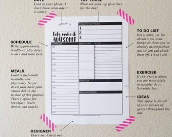 Printable Planner, Desk Planner, Daily Planner, Get Sht Done, Digital Download, Make Today Awesome, Daily Planning Worksheet