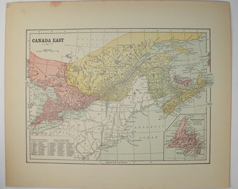 ontario canada map quebec canada map 1896 antique map maritime map canada east vintage