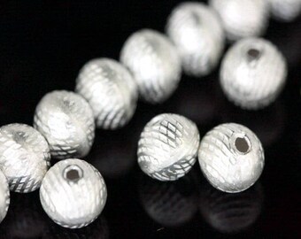 KD-017 thai karen hill tribe silver 6 round puffy beads