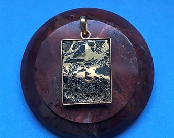 Seymchan Pallasite Meteorite Pendant Gold 24k, meteorite necklace