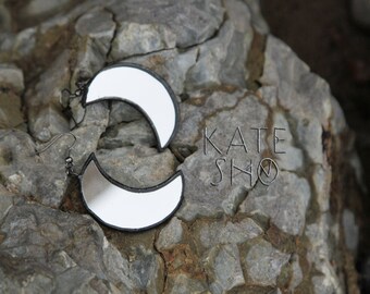 Hypoallergenic earrings, crescent moon earrings, Alchemy jewelry, Alchemy earrings, boho chic earrings, Occult jewelry crescent moon jewelry