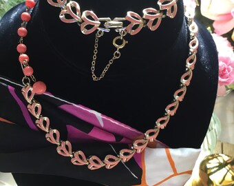 Vintage Coro Enamel Choker and Bracelet Set