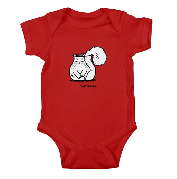 Monday - Baby's Bodysuit Baby's One Piece red - kelly green - light blue - white - light pink - royal blue by Oliver Lake iOTA iLLUSTRATION