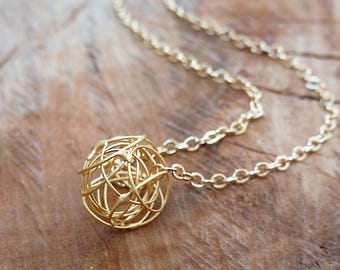 Gold Nest Charm Necklace