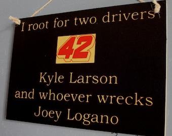 Kyle Larson versus Joey Logano Sign racing drivers signs