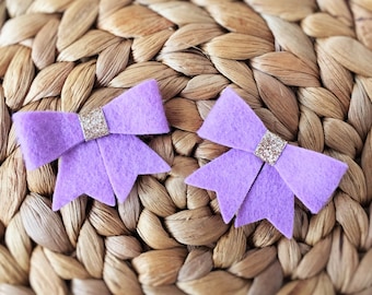 Felt Bow Hairclip Set - Lilac
