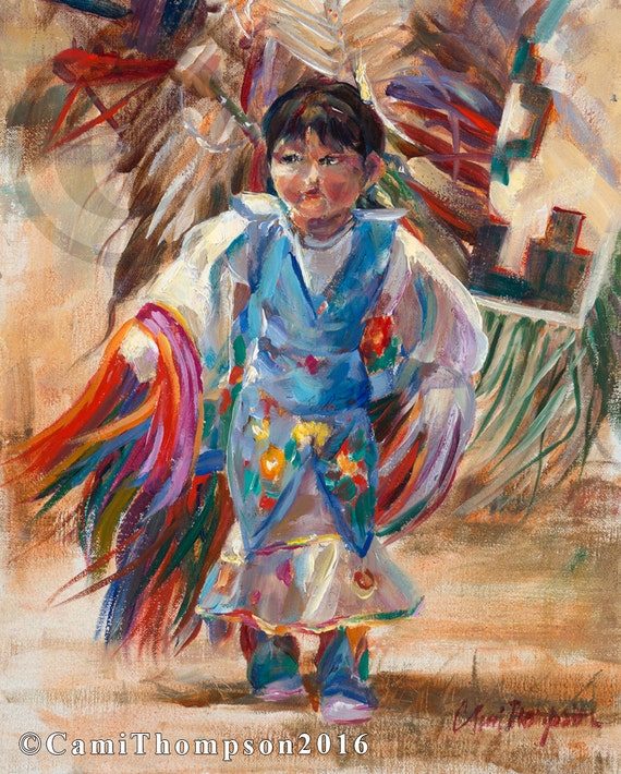 Tiny Dancer oil  painting  canvas print Native American child