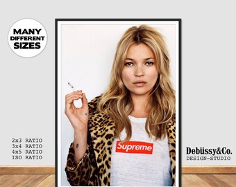 Kate Moss Supreme Poster Kate Moss Print Kate Moss Poster Fashion Wall Art Kate Moss Art Supreme Wall Art